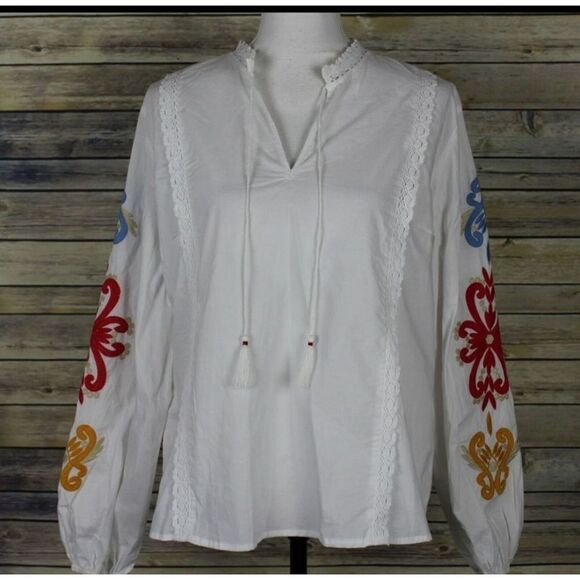 Anthropologie Monarc Floral Embroidered Top sz XS - Picture 1 of 6